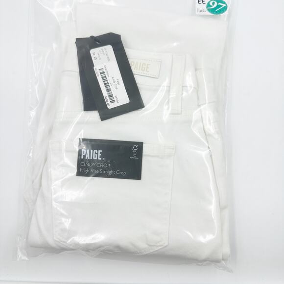 Paige Cindy Crop High Rise Straight Leg Jeans White 25 NWT Minimalist CleanGirl - Picture 4 of 4